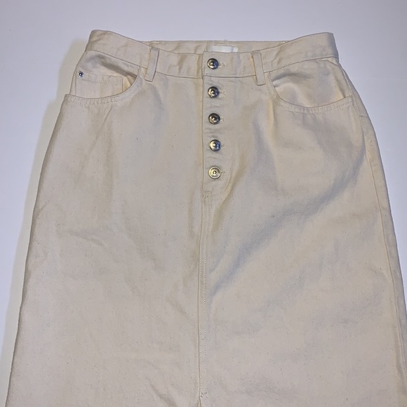 🆕 H&M Conscious Collection Cream Denim Pencil Skirt - Women’s Size 8 PETITE - Picture 2 of 6